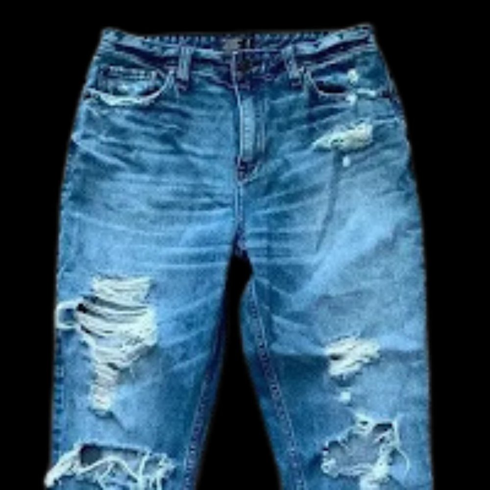 Abercrombie & Fitch Annie High Rise Girlfriend Distressed Jeans Woman's  28/6R - Picture 2 of 5